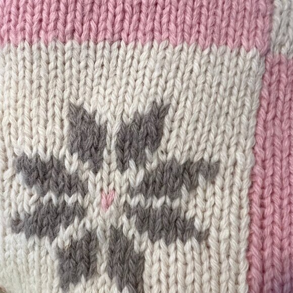 VINTAGE Carol Reed, 100% wool SHETLAND ski sweater , mauve, gray & ivory - Sz S - Picture 2 of 11